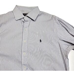 Vintage Polo Ralph Lauren Classic Striped Off White Button-Up Shirt Men's  Large
